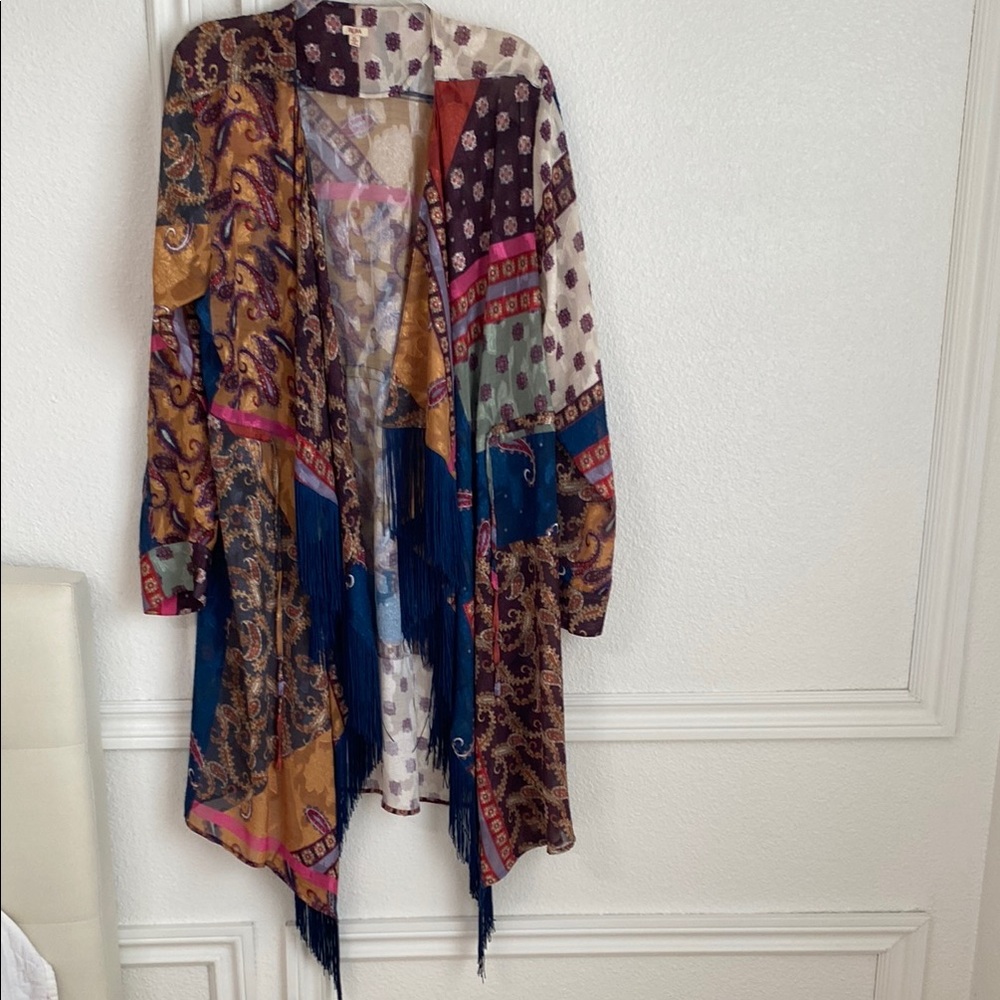 Bohemian Patchwork Kimono with Fringe